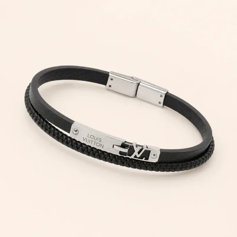 black-louis-vuitton-double-strap-bracelet-missgallery