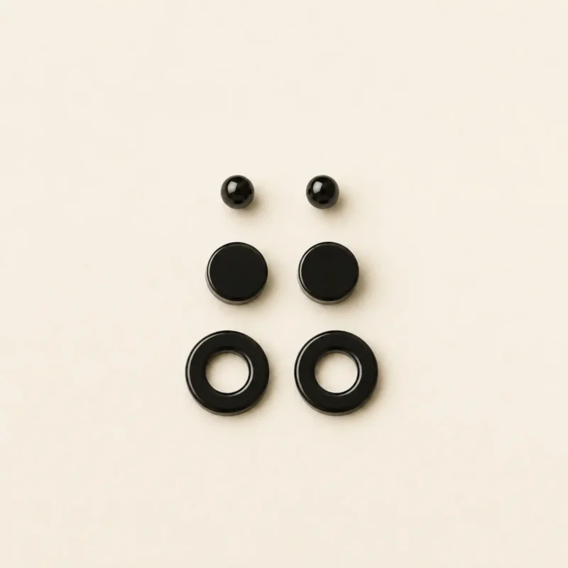 black-triple-stud-earring-set
