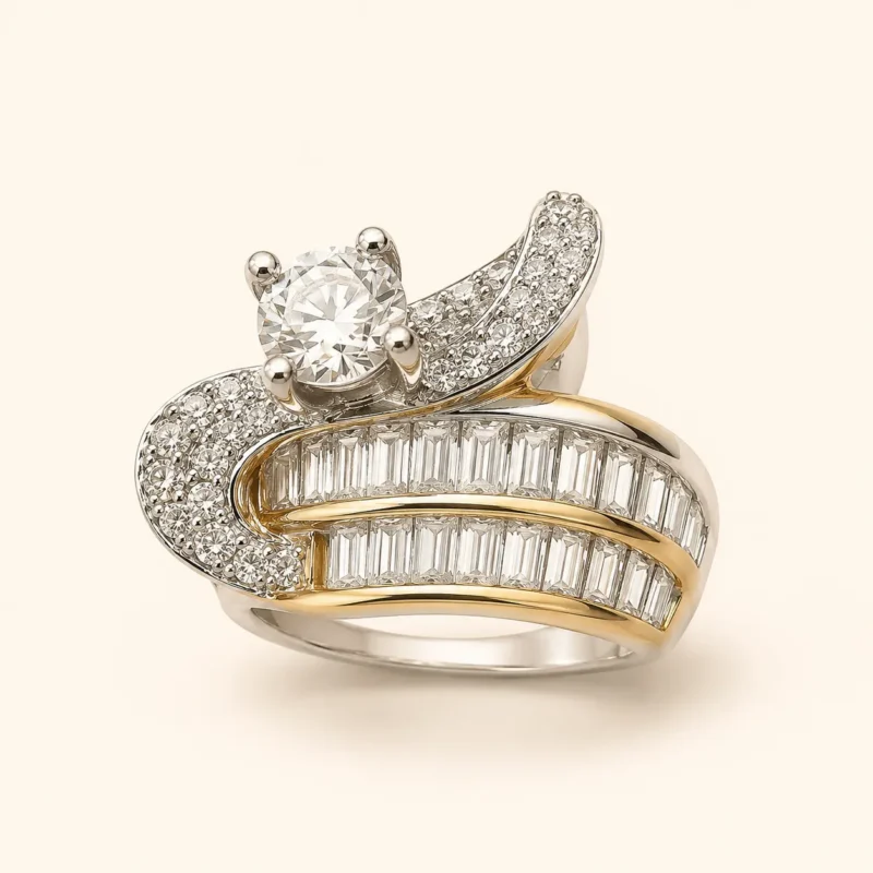 silver-gold-flower-statement-ring-missgallery